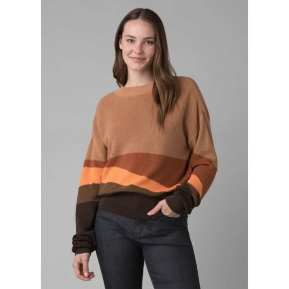 Prana Desert Road Knit Dropped Shoulder Sweater Women Small Multicolor Casual - Picture 1 of 10